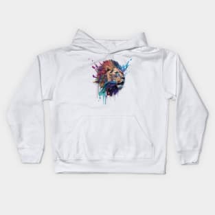 Lion Splash Art: Vibrant Fantasy Portrait #3 Kids Hoodie